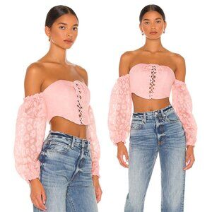 NWT NBD Fauna Off the Shoulder Top Pink Corset Size Medium